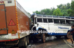 15 passengers seriously injured in bus-truck accident near Kasargod.